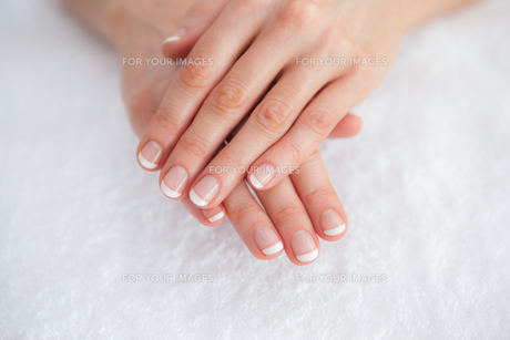 French manicured fingers at spa center FYI00488749 French manicured fingers at spa center FYI00488749